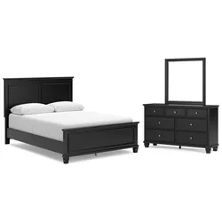 Lanolee Queen Panel Bed with Mirrored Dresser Sizzling Sale