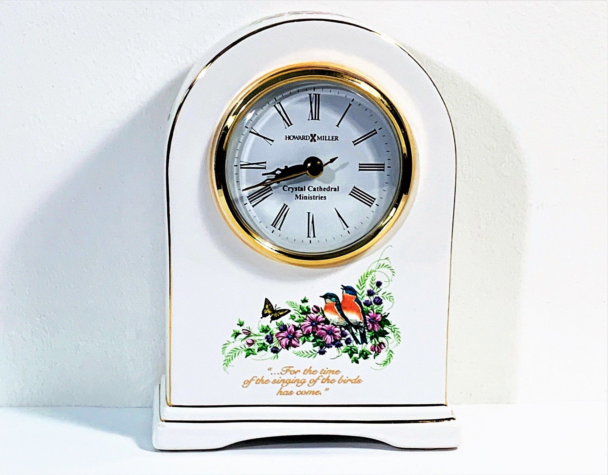 Vintage Howard Miller 'Singing Birds' Porcelain Quartz Clock