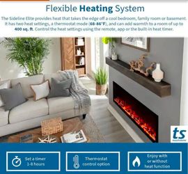 Sideline Elite 72 in. Wall Mount or Recessed Smart Electric Fireplace in Black with LED Flame