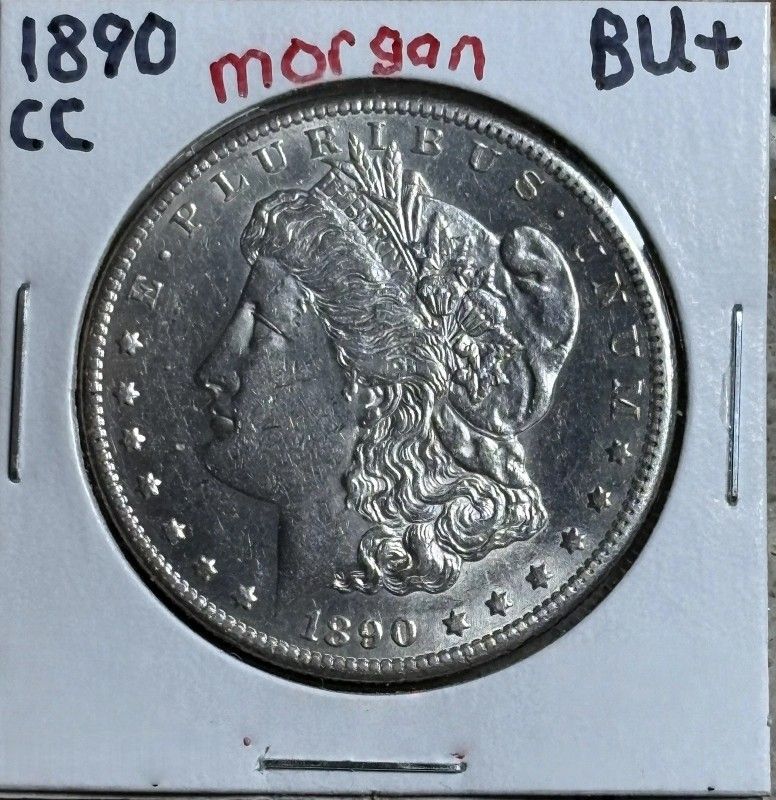 1890-CC Morgan Silver Dollar BU+ Fabulous Eye Appeal Very Nice Luster