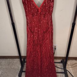 Red Sequin Prom Dress 