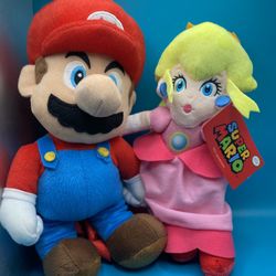 (NEW) Nintendo Super Mario and Princess Peach 12 inch plush Bundle (PERFECT FOR VALENTINE’S DAY)