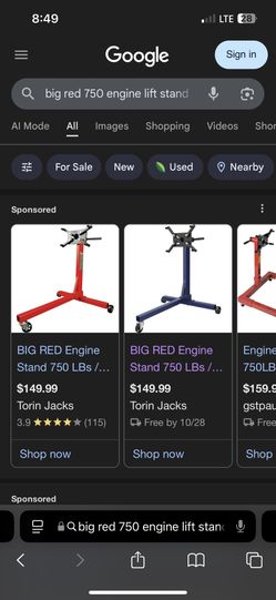 Big Red 750lbs Engine Lift Stand $80