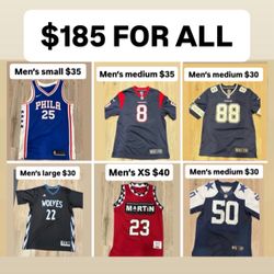 NBA Jerseys & NFL Jerseys Men’s Sizes $35