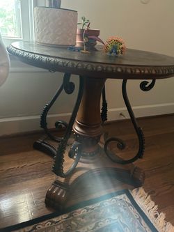 Set of two (2) side tables. Handmade wood and iron. High quality. Heavy.