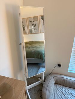 Standing Jewelry Armoire with Full Length Mirror