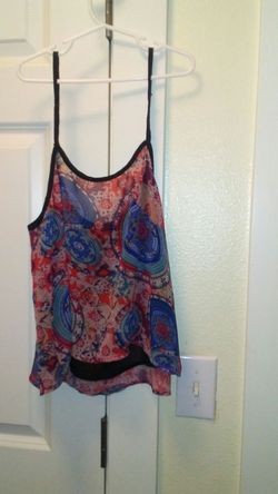 Tribal red whit and blue tank
