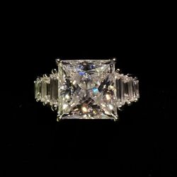 4CT Princess Cut Moissanite s925 silver Ring 
