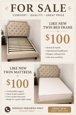 TWIN SIZE MEMORY FOAM / BED FRAME