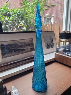 Vintage italian empoli glass decanter mid century genie bottle