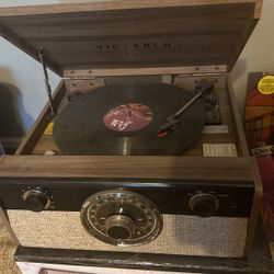 Victrola The Metropolitan Wood Bluetooth Mid Century Record Player With 3-speed Turntable and Radio