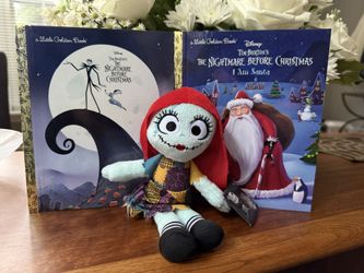 2 The Nightmare Before Christmas Golden Books &  9” Plush Sally