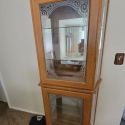 Two Lighted Glass Curio Cabinets