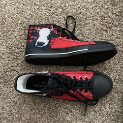 Black & Red Flannel Cow Sneakers