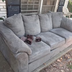 Gray Microfiber 3-Seat Sofa with Legs