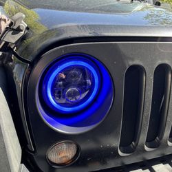 7 Inch Blue Halo Headlight For Jeep / Motorcycle.