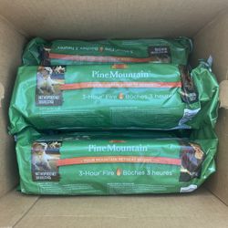 NEW x3 Pine Mountain 3-Hour Clean Burn Fire Logs Indoor/Outdoor - Easy Start