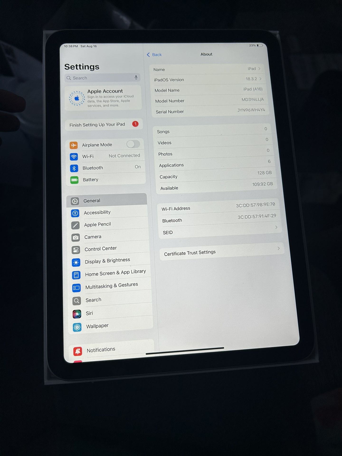iPad A16 128gb WiFi