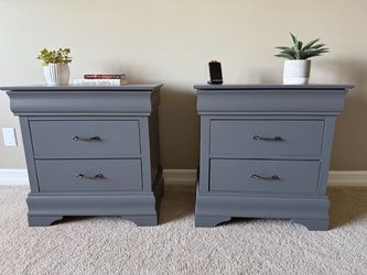 Pair of Gray 2-Drawer Nightstands