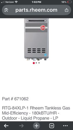 Rheem RTG-84XLP-1 Tankless Hot Water Heater