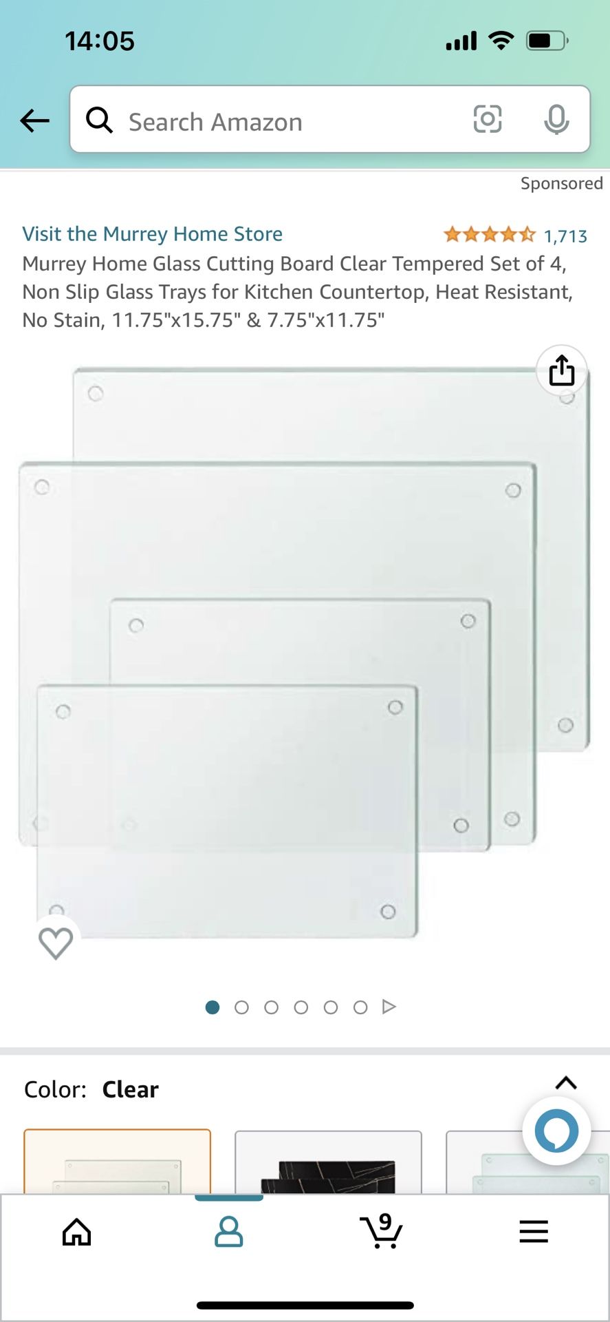 Clear Tempered Set of 4, Non Slip Glass Trays