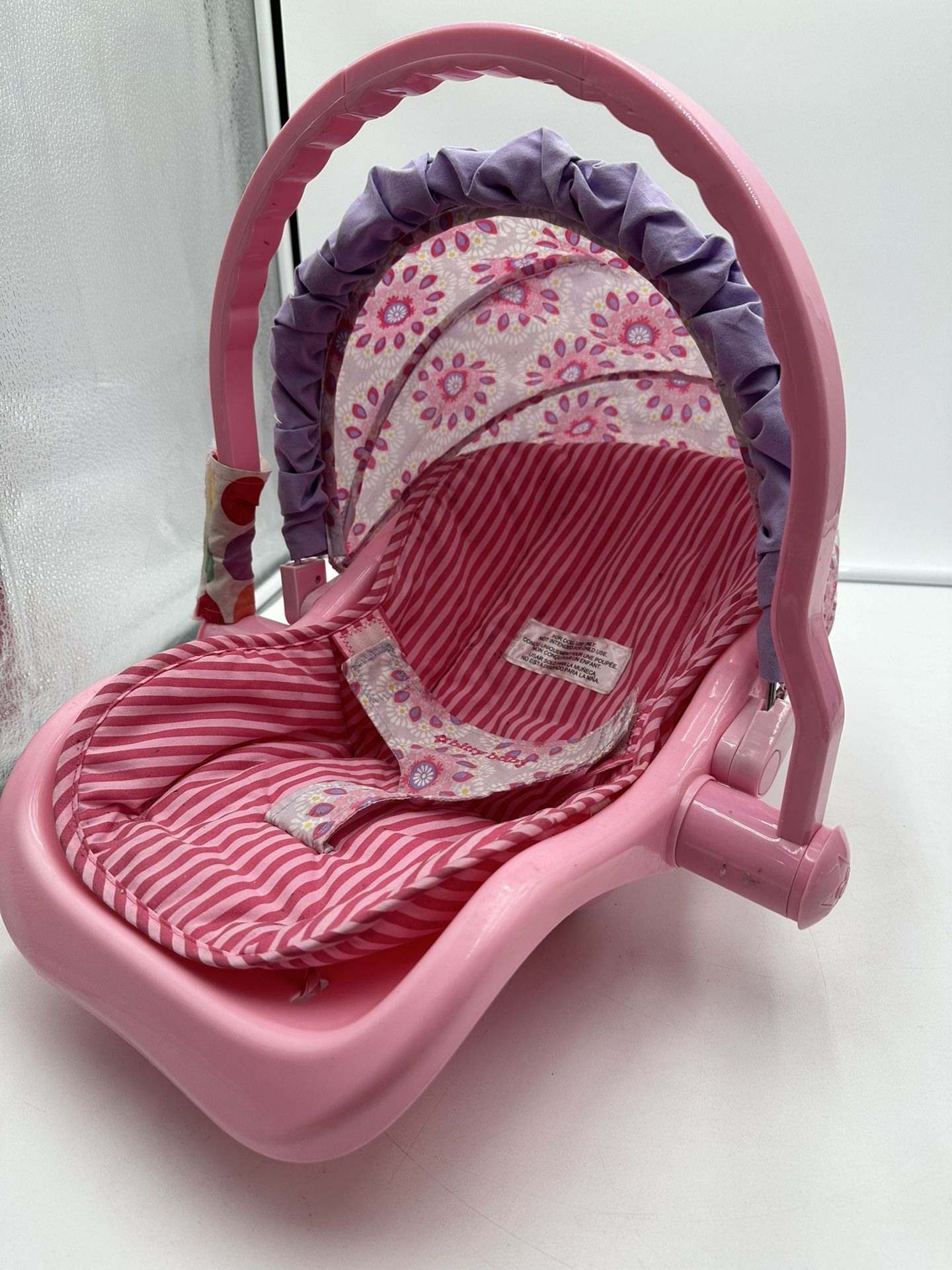 American Girl Bitty Baby Doll Travel Seat Car Seat Carrier Pink Purple Striped