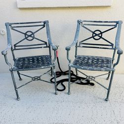 Vintage Cast Aluminum Patio Chairs Set Of 2