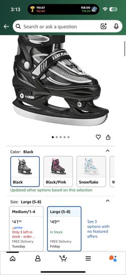 Ice Skates Adjustable Size Lake Placid