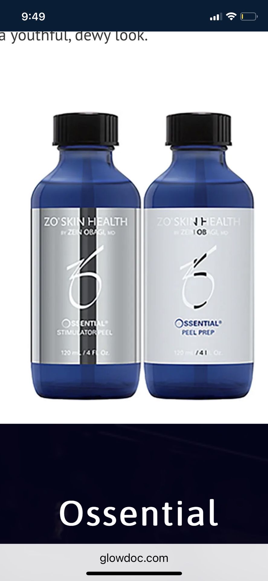 Professional $300 New Authentic ZO Skin Health Ossential Chemical Peel