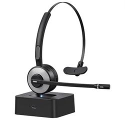 Wireless Call Center Headset with Charging Dock, Soft Cushioned Ear Pad