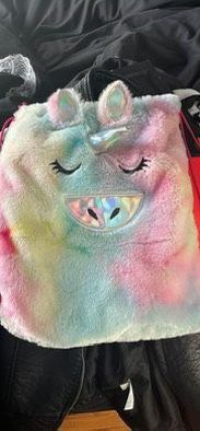Fluffy Unicorn Drawstring Bag