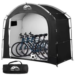 Happy Travel Bike Storage Shed Tent,Outdoor Portable Bicycle Storage Sheds with 210D Oxford Fabric PU4000 Waterproof for 2/3/4/6/8 Bikes,Bike Covers S