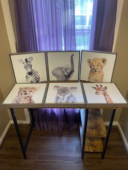 Baby Safari Animal Nursery Wall Art Set of 6