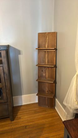 Rustic Wood Wall Shelf with 4 Tiers