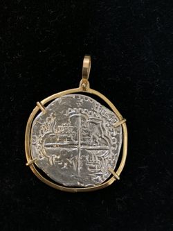 Atocha silver Coin pendent with gold bezel