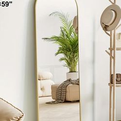 New in box full length body mirror arched gold 59“16“ for staging home decor wedding