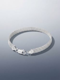 Italian Silver 925 Mesh Chain Bracelet with Lobster Clasp 9cm long
