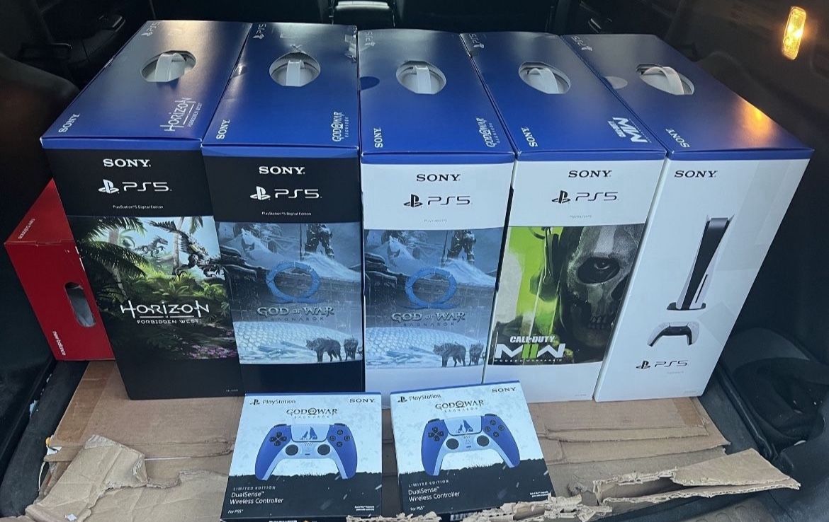 Sony PlayStation 5 + Ps5 Bundle God Of War Or Non Disc 1 Year Warranty 