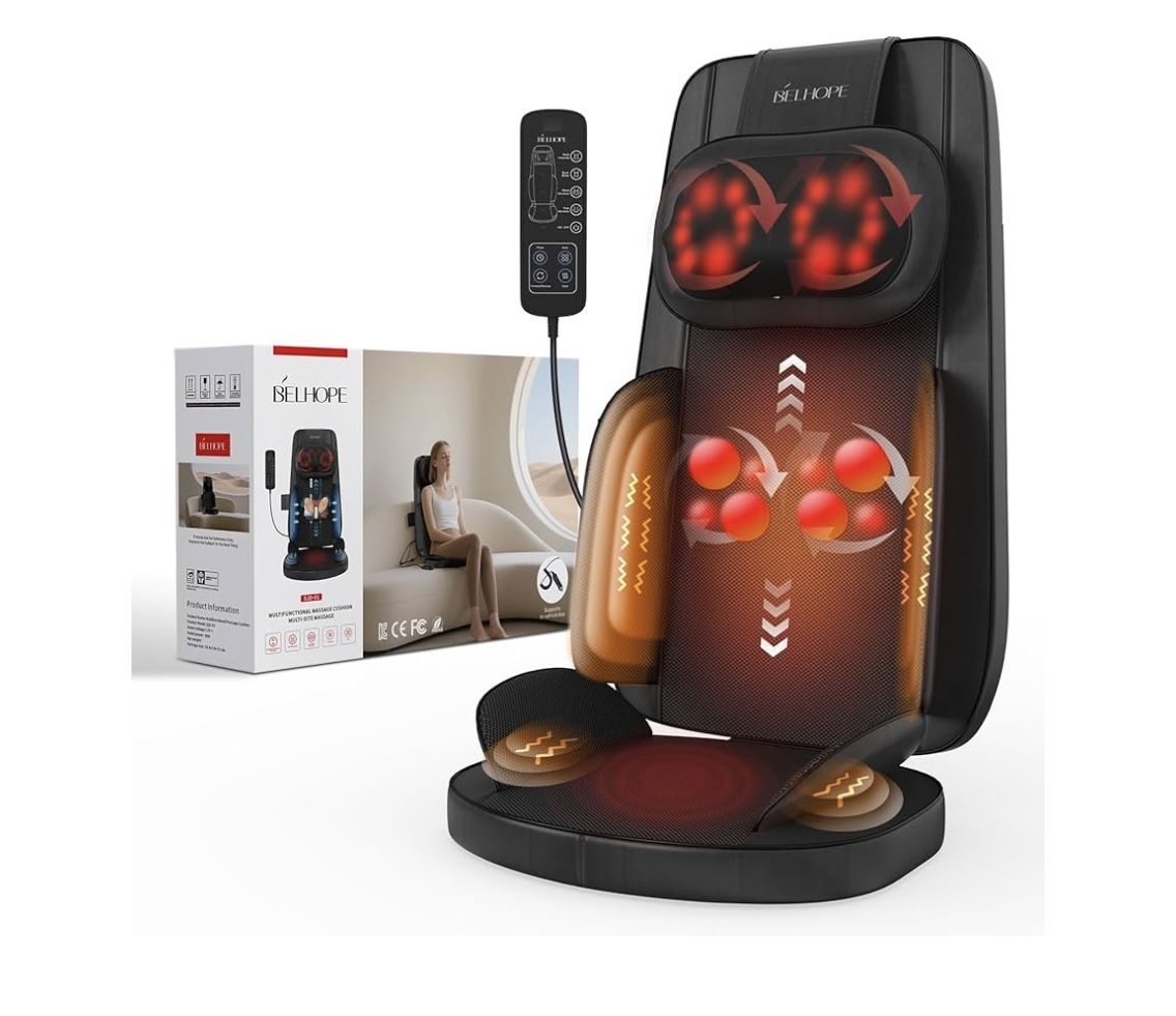 Shiatsu Neck & Back Massager with Heat – 4D Deep Tissue, Adjustable Height, Full-Body Relief (NEW, Retails $250)