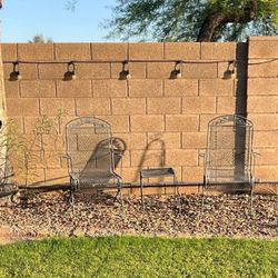 Metal Rocker Chairs And Side Table 