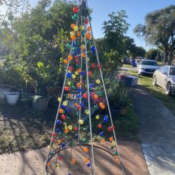 7ft  Multi-Colored Pre-Lit Cone Christmas Tree Outdoor Decoration