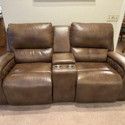 Abbyson Leather Power Reclining Love Seat