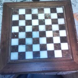ANTIQUE MARBLE AND WOOD CHESS BOARD!!