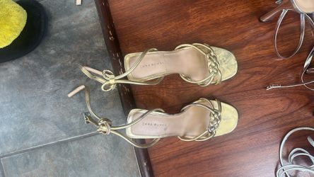 Zara Gold Strappy Heels