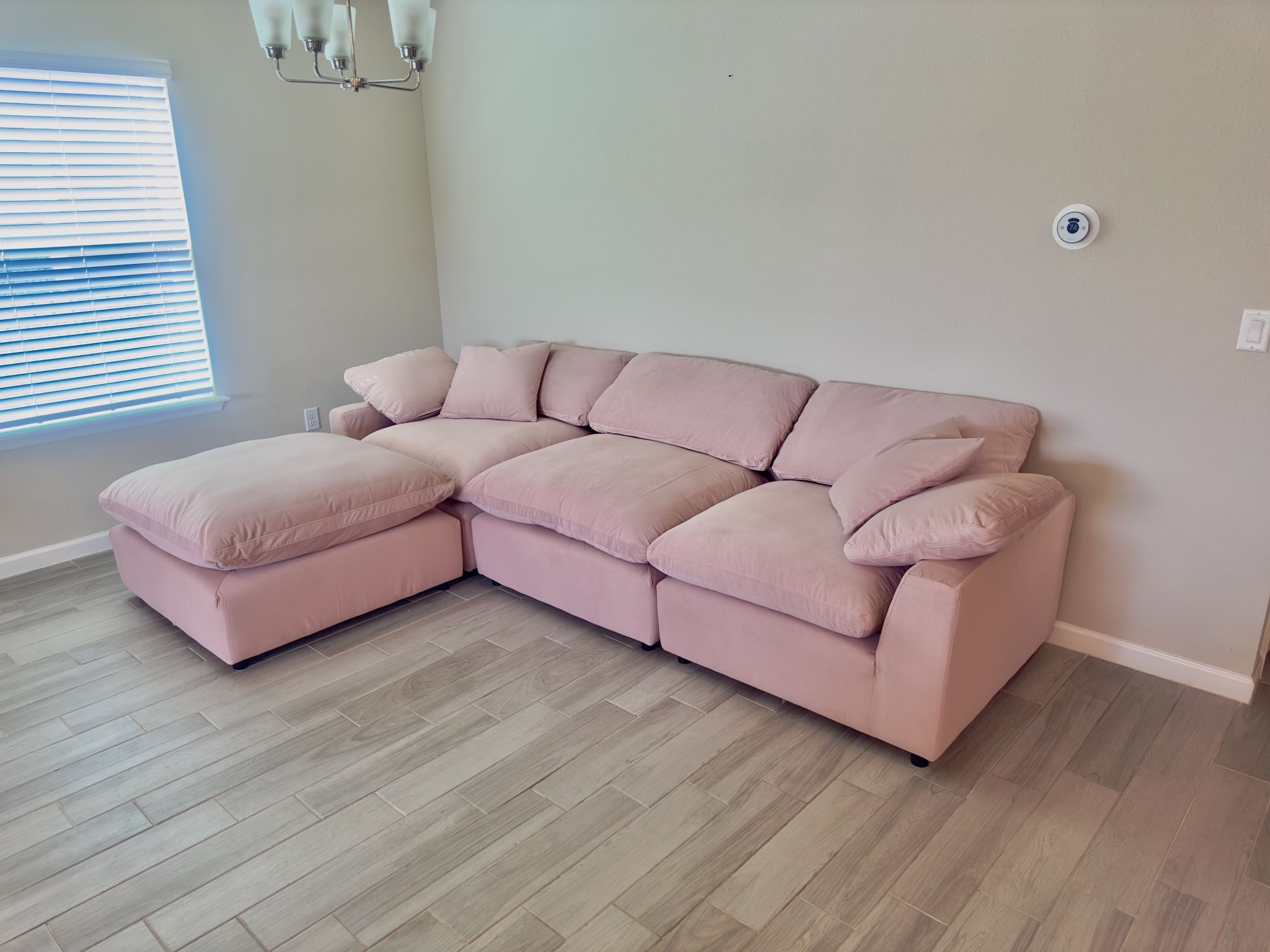 Rose Pink Velvet Cloud Couch Sectional
