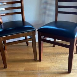 Pair Of Eukya Metal Ladder Back Wood Dining Chairs