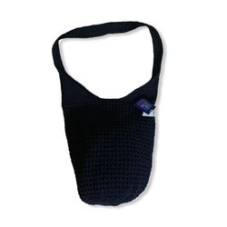 Sack Purse Crochet Knit Medium Size Lined Shoulder Bag Black Hillard & Hanson
