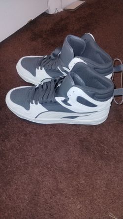 Gray and White High-Top Sneakers