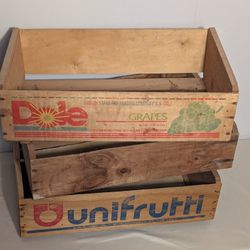 Vintage Wooden Fruit Crates — Set Of 3