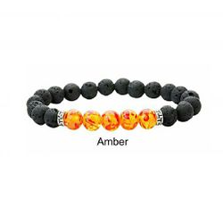 Lava Stone Amber Crystal Beaded Bracelet